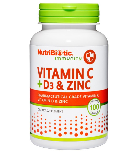 NutriBiotic Vitamin C+D3 & Zinc (100 капс)