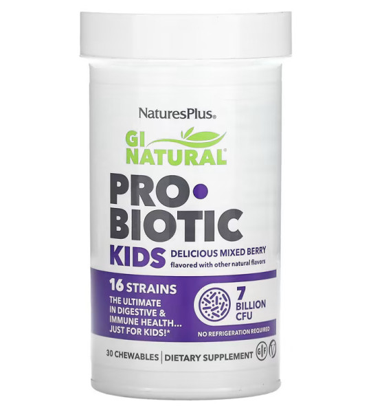 NaturesPlus GI Natural Probiotic Kids 7 Billion CFU (30 жув табл)