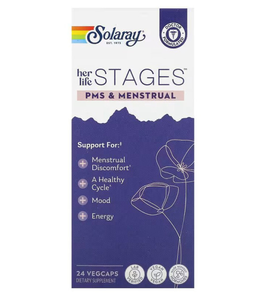 Solaray Her Life Stages PMS & Menstrual Veg Caps (24 капс)