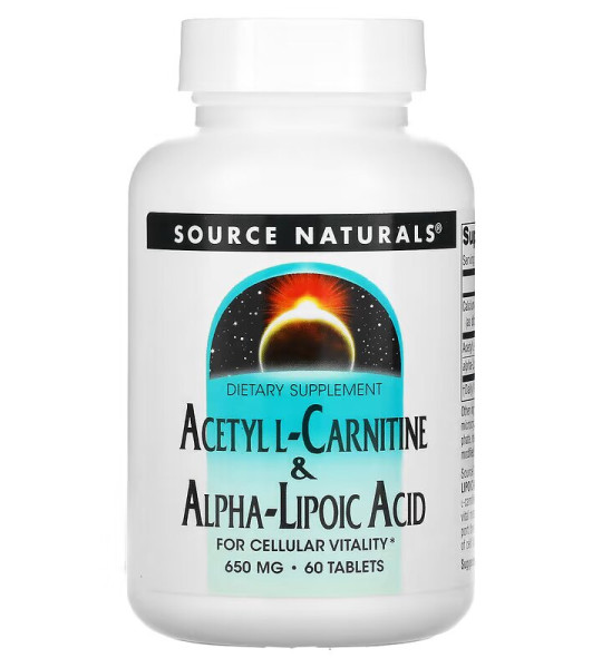 Source Naturals Acetyl L-Carnitine & Alpha Lipoic Acid 650 mg (60 табл)