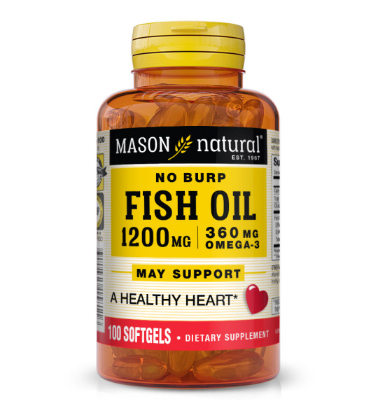 Mason Natural No Burp Fish Oil 1200 mg Omega-3 360 mg Softgels (100 капс)