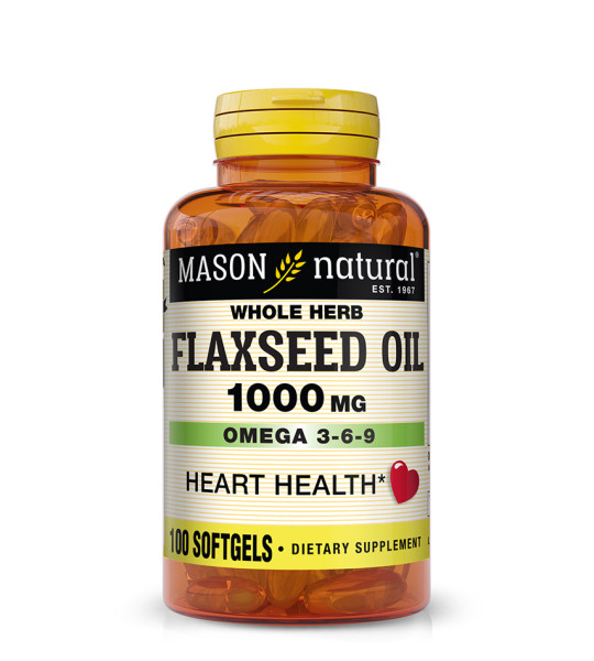 Mason Natural Flaxseed Oil 1000 mg Omega 3-6-9 Softgels (100 капс)