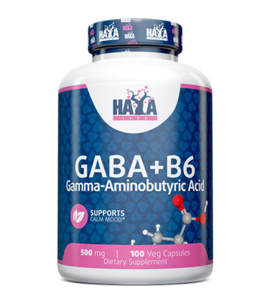 HaYa Labs GABA + B6 500 mg Veg Caps (100 капс)