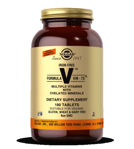 Solgar Formula V Iron-Free VM-75 Multiple Vitamins with Chelated Minerals (180 табл)