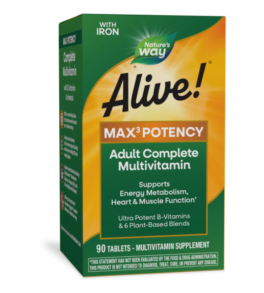 Nature's Way Alive! Max 3 Potency Multivitamin WITH IRON (90 табл)