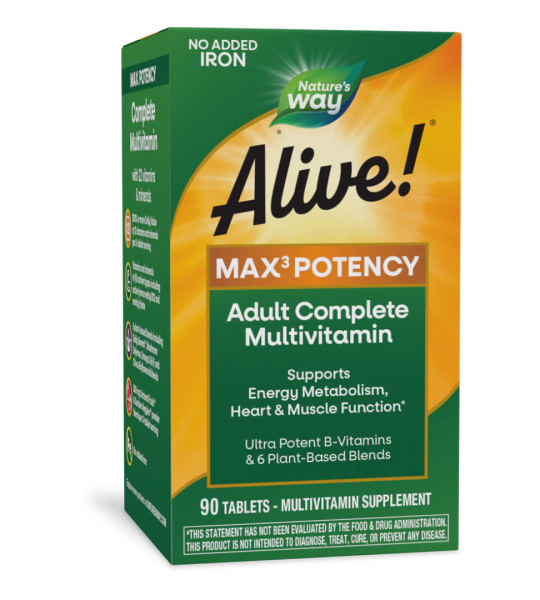 Nature's Way Alive! Max 3 Potency Multivitamin NO IRON (90 табл)