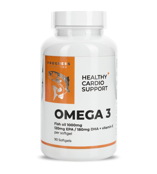 Progress Nutrition Omega 3 HEALTHY 1000 mg EPA 120 mg / DHA 180 mg + Vit. E Softgels (90 капс)