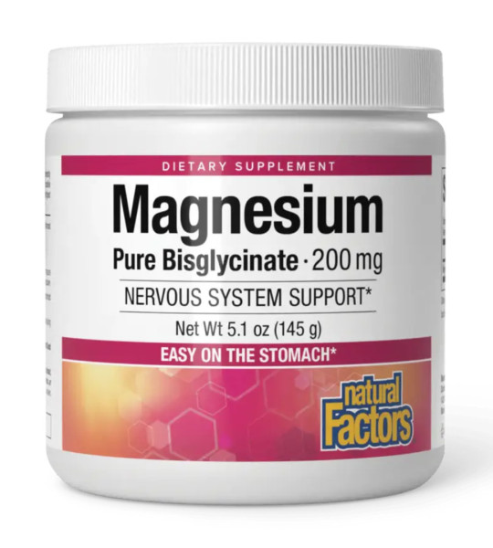 Natural Factors Magnesium Bisglycinate Pure Powder 200 mg (145 грам)