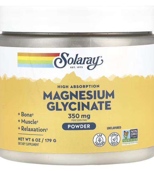 Solaray Magnesium Glycinate 350 mg Powder (6 oz / 179 грам)