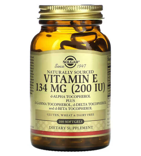 Solgar Vitamin E 134 mg (200 IU) d-Alpha Tocopherol plus Mixed Tocopherols Softgels (100 капс)