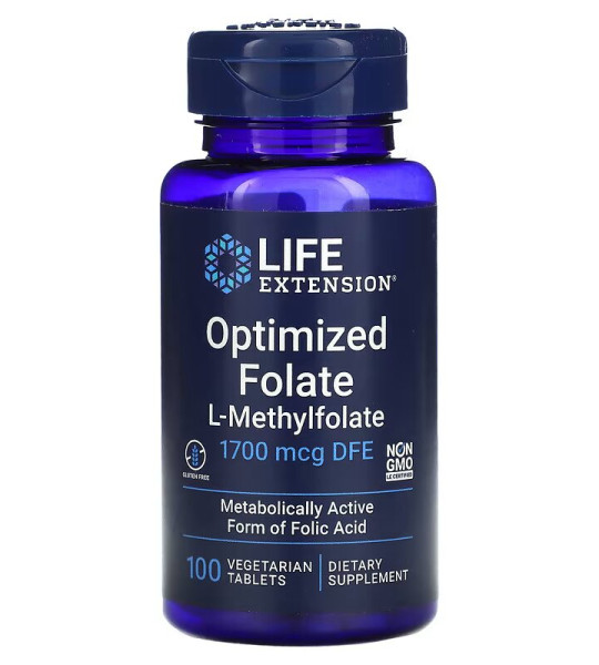 Life Extension Optimized Folate L-Methylfolate 1700 mcg DFE Veg Tabs (100 табл)