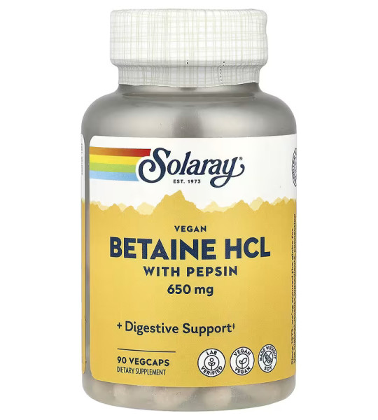 Solaray Betaine HCL 650 мг Veg Caps (90 капс)