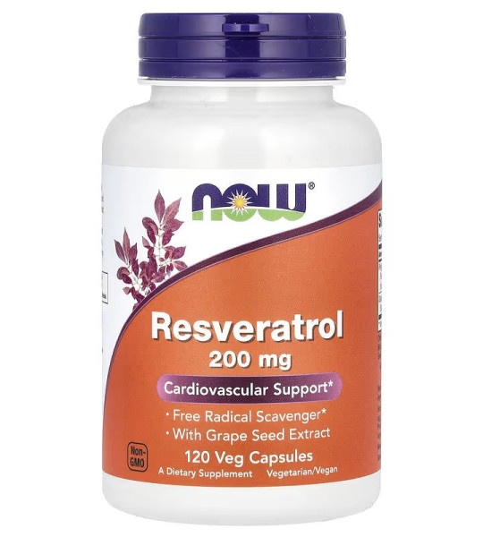 NOW Resveratrol 200 мг Veg Caps (120 капс)