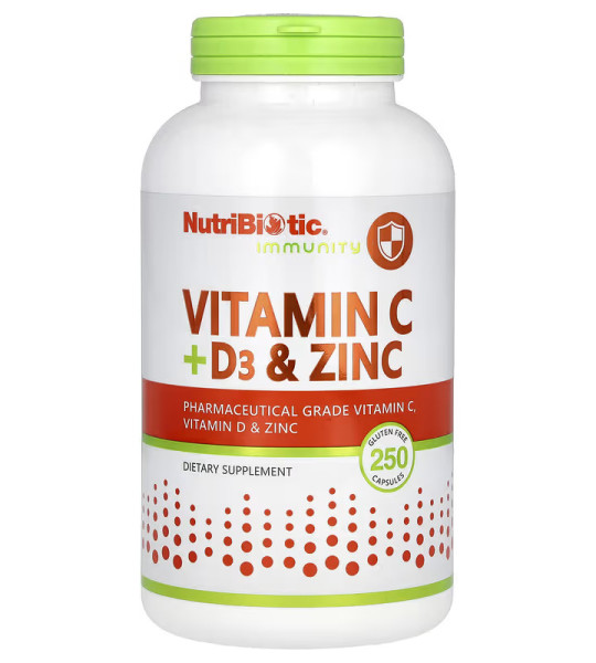 NutriBiotic Vitamin C+D3 & Zinc (250 капс)
