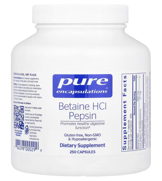Pure Encapsulations Betaine HCl Pepsin 250 капс