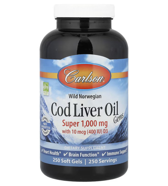 Carlson Cod Liver Oil Gems 1000 mg with D3  Softgels (250 капс)