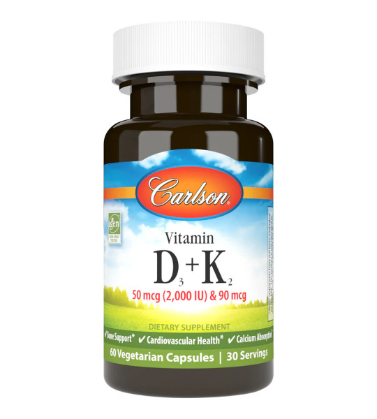 Carlson Vitamin D3+K2 2000 IU & 90 mcg Veg Caps (60 капс)
