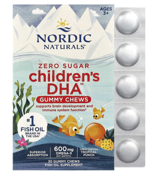 Nordic Naturals Children's DHA 600 mg Zero Sugar Chews (30 жув.табл)