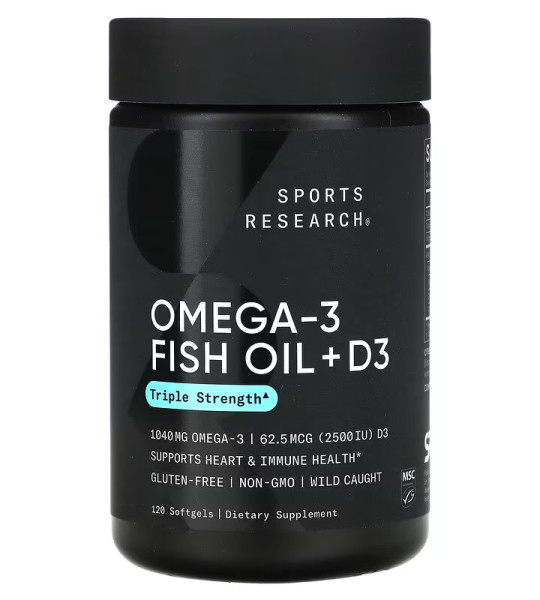 Sports Research Omega-3 Fish Oil + D3 (120 капс)