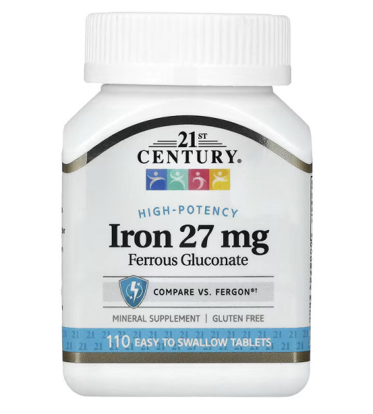 21st Century Iron 27 мг Ferrous Gluconate (110 табл)