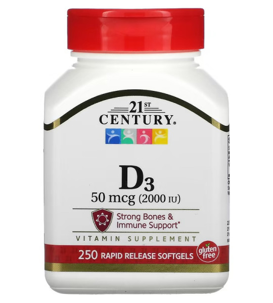 21st Century Vitamin D3 50 мкг (2000 IU) 250 капс
