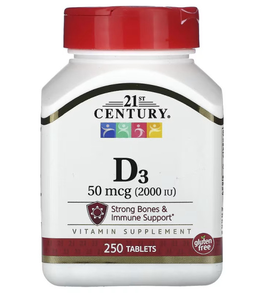 21st Century Vitamin D3 50 мкг (2000 IU) 250 табл