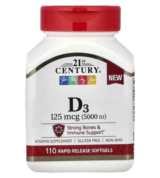 21st Century Vitamin D3 125 мкг (5000 IU) 110 капс