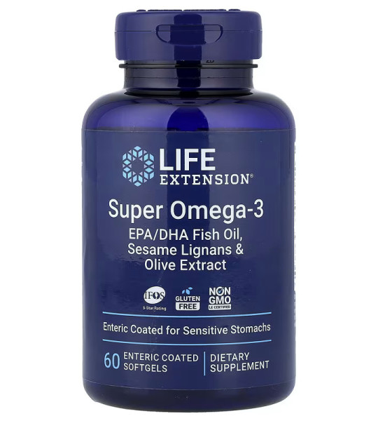 Life Extension Super Omega-3 EPA/DHA Sesame Lignans Enteric-Coated Softgels (60 капс)