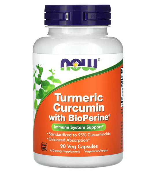 NOW Turmeric Curcumin + Bioperine Veg Caps (90 капс)